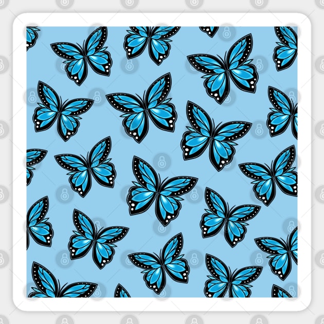 Blue Butterflies Pattern Sticker by dnlribeiro88